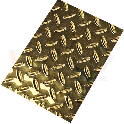Qualität  Rice Grain Diamond Embossed Stainless Steel Sheet Anti Skid Plate With Titanium Gold Color usine