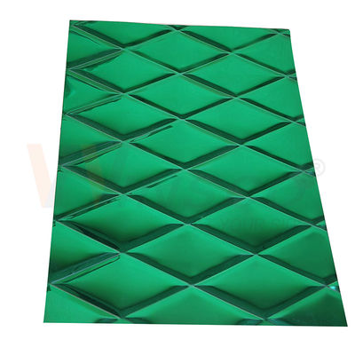 1mm prägeartiges Edelstahlblech Jade Green PVD, die kleine Rauten-Form beschichtet
