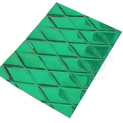 1mm prägeartiges Edelstahlblech Jade Green PVD, die kleine Rauten-Form beschichtet