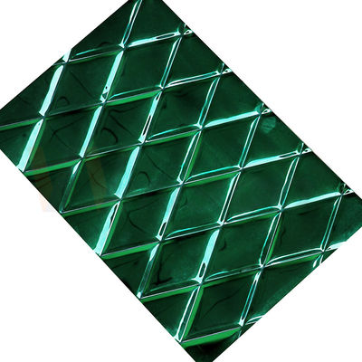 1mm prägeartiges Edelstahlblech Jade Green PVD, die kleine Rauten-Form beschichtet
