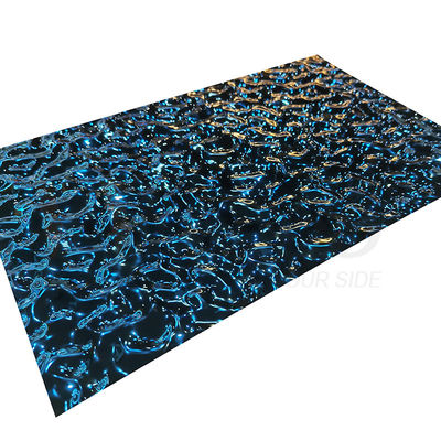 Sapphire Blue Color prägte Edelstahlplatte mit Wasser-Kräuselungs-Oberfläche