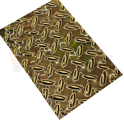 Reis-Korn-Diamond Embossed Stainless Steel Sheet-Antigleiter-Platte mit Titangoldfarbe