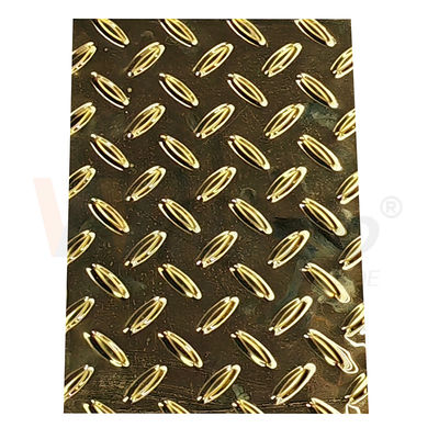 Reis-Korn-Diamond Embossed Stainless Steel Sheet-Antigleiter-Platte mit Titangoldfarbe