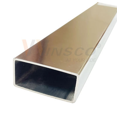 Decorativo TUBO RECHTECKIGES BRILLANTE POLIERTE 600 C-304 X flaches Rohr 6 METROS Edelstahl Inox