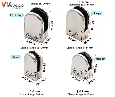 Stainless Steel Glass Railing Clamp Bracket - Corrosion Resistant with Multiple Finishes for Frameless Glass Panels