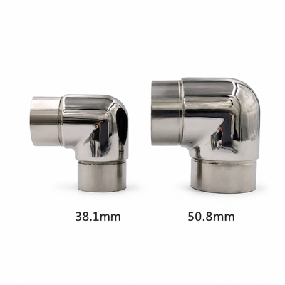 SS201 SS304 SS316 Short 90° Stainless Steel Handrail Elbow for 38.1mm & 50.8mm Round Tubes