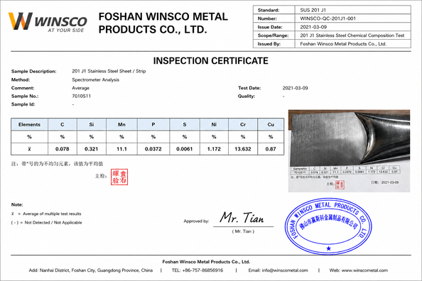 China (GuangDong)Foshan Winsco Metal Products Co., Ltd. zertifizierungen