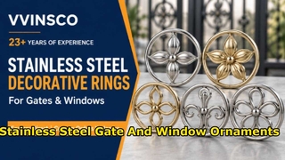 Dekorative Ringe und Ornamente aus Edelstahl für Tore und Fenster | VVINSCO-Fabrik